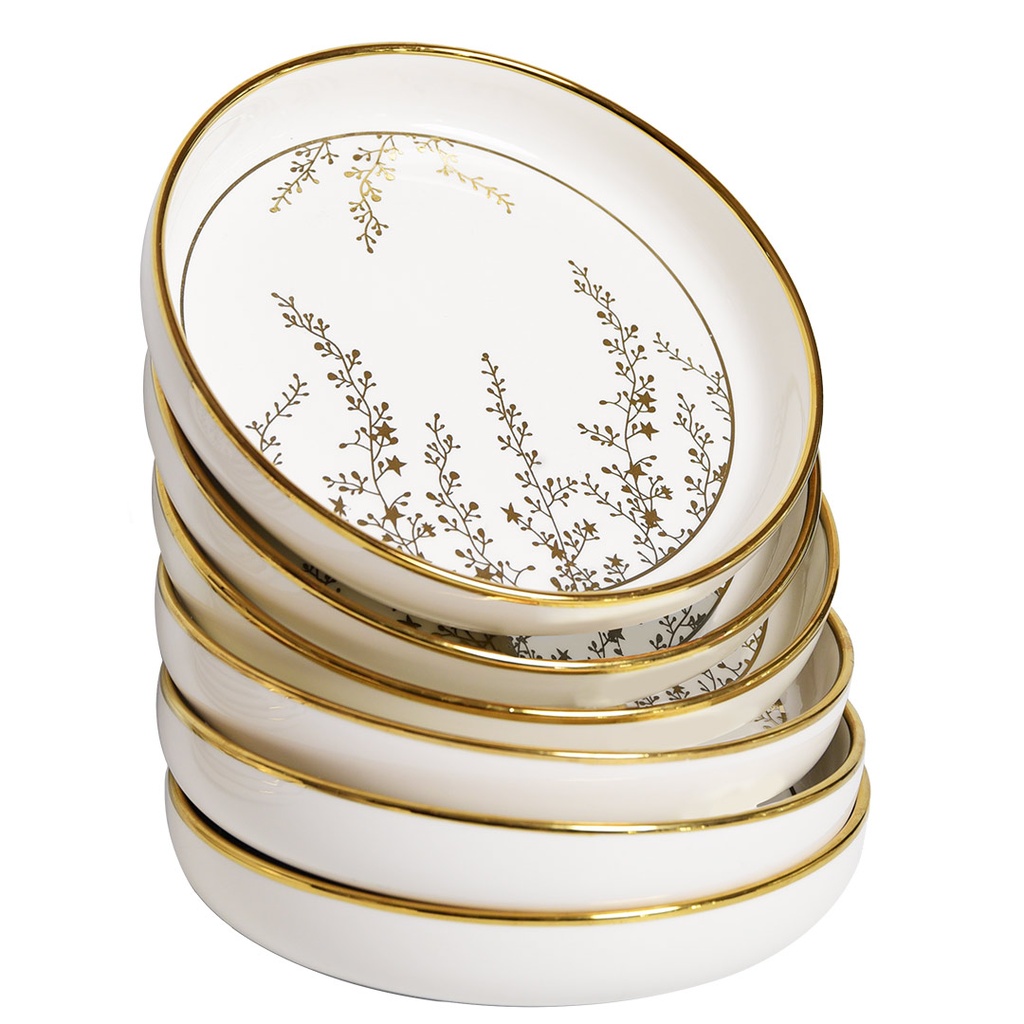 Service à Table en Porcelaine 24 Pièces Golden House Doré