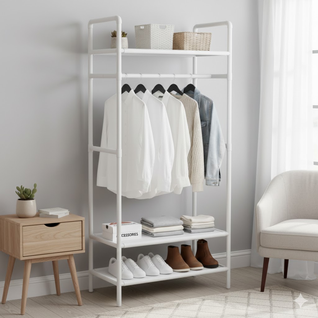 Portant vêtements Et Organisateur à 4 Niveaux de Rangement