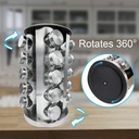 Set Porte Épices 21 Pièces Avec Support Tournant Argent