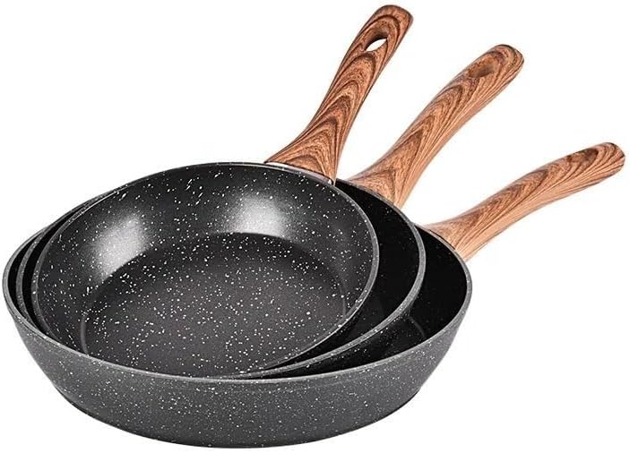 Set De 3 Poêles Granite Hot Chef Noir 20 , 24 et 28Cm