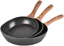 Set De 3 Poêles Granite Hot Chef Noir 20 , 24 et 28Cm