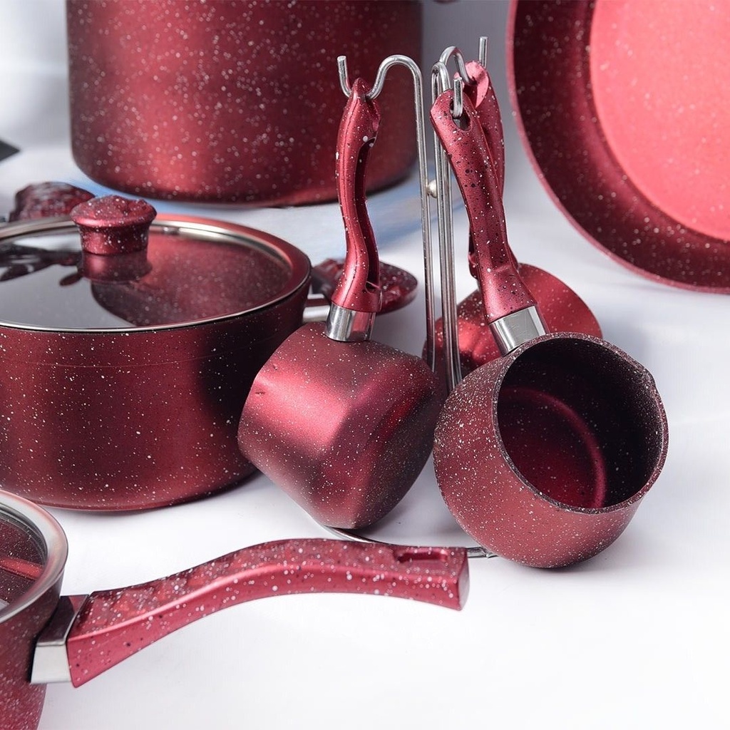 Batterie de Cuisine 22 Pièces Granite Golden House Rouge