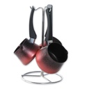 Set de 3 pots à lait GRATINA Granite Rouge & Noir avec support