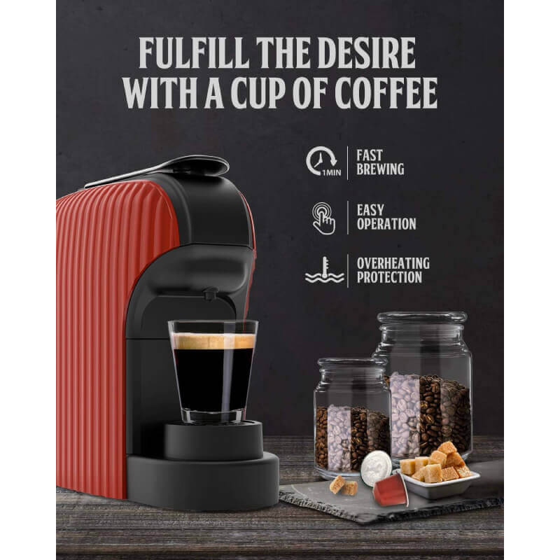 Machine café à capsule Nespresso Florence-1400W 1000 ml Rouge