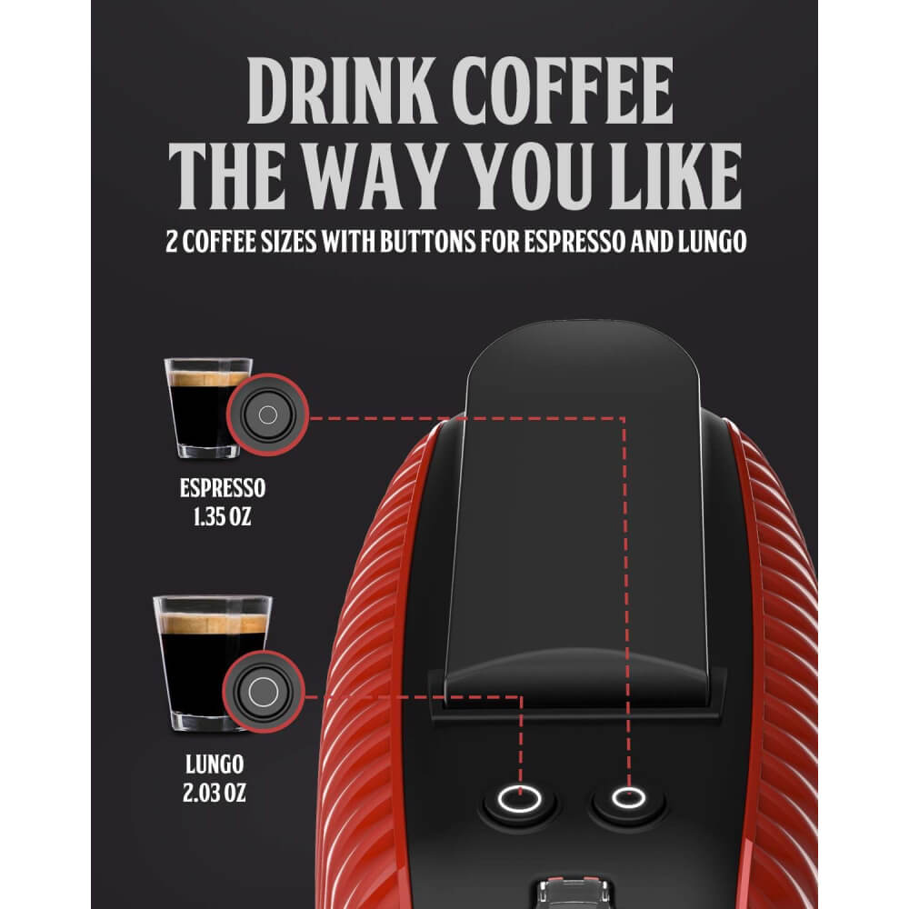 Machine café à capsule Nespresso Florence-1400W 1000 ml Rouge