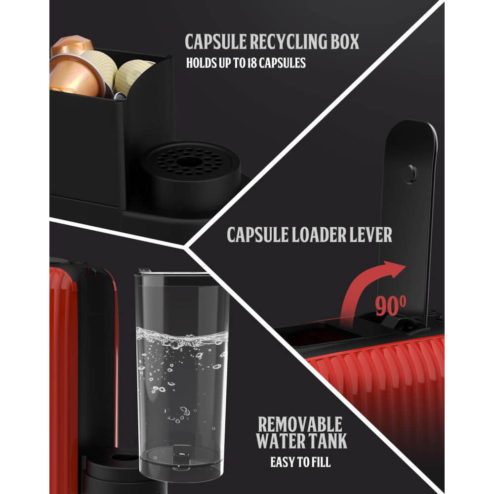 Machine café à capsule Nespresso Florence-1400W 1000 ml Rouge