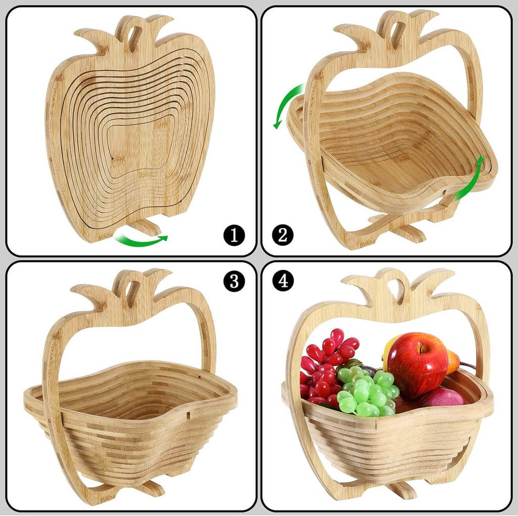 Panier À Fruits En Bois Décoratif Pliable En Forme Pomme