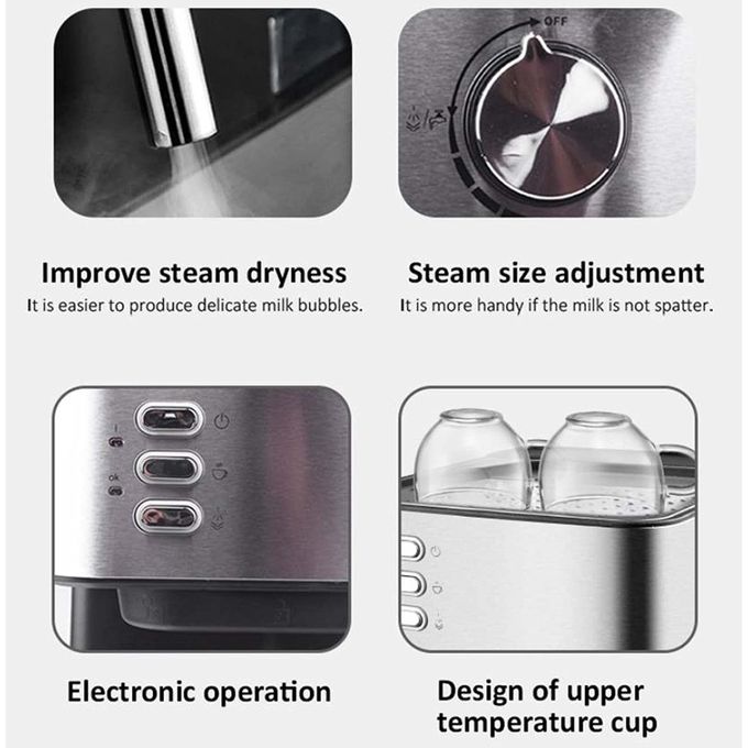 Machine À Café Expresso Cappuccino Latté Florence 850W 1,6 L Noir 