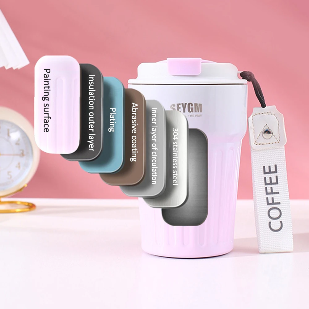 Mug Thermos Seygm en acier inoxydable 400ml - Rose