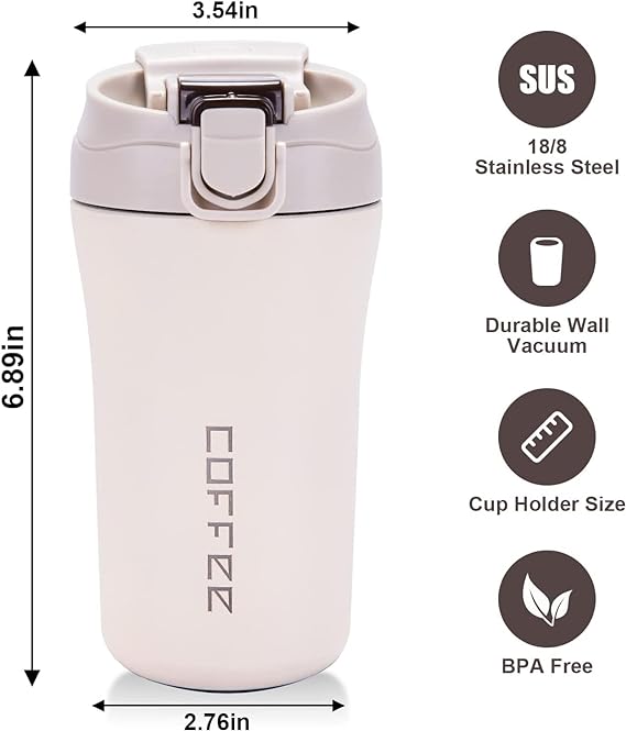 Mug Thermos Coffee en acier inoxydable 400ml - Blanc