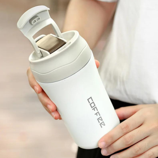 Mug Thermos Coffee en acier inoxydable 400ml - Blanc