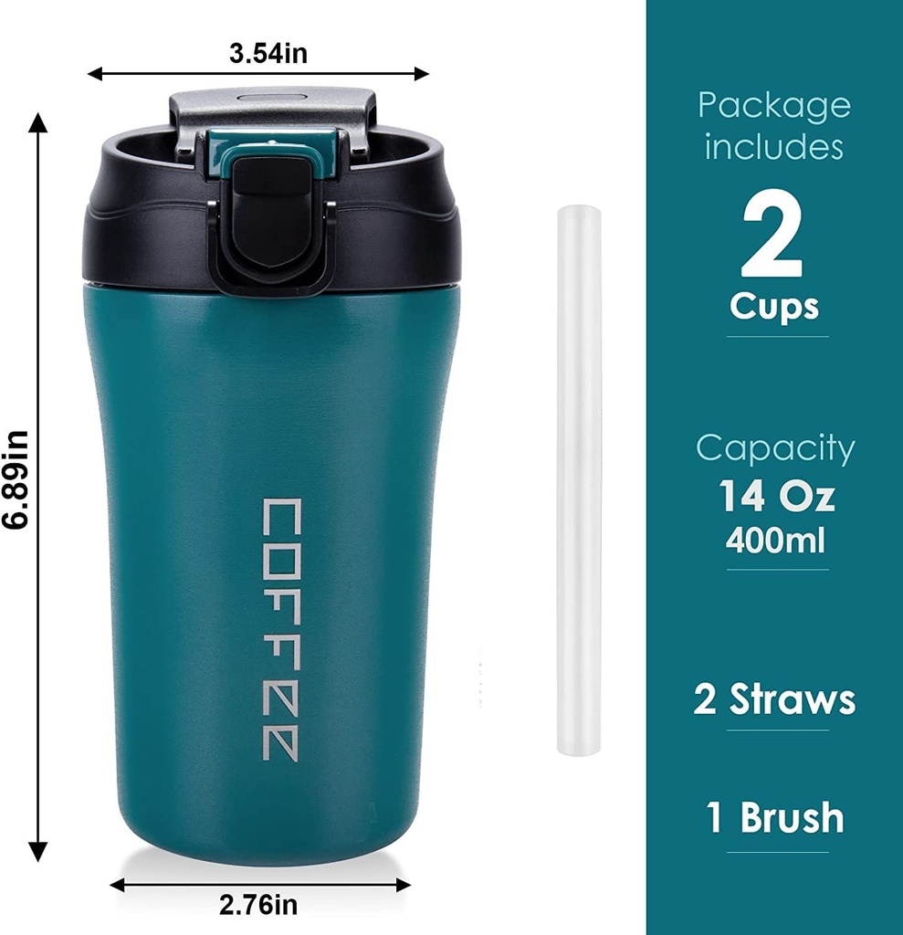 Mug Thermos Coffee en acier inoxydable 400ml - Vert