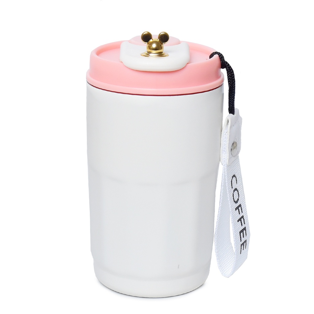 Mug Thermos en acier inoxydable 400ml - Couvercle Rose