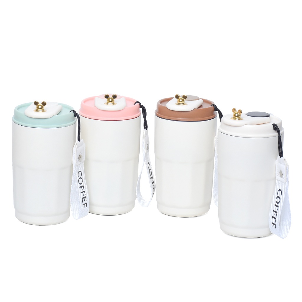 Mug Thermos en acier inoxydable 400ml - Couvercle Vert