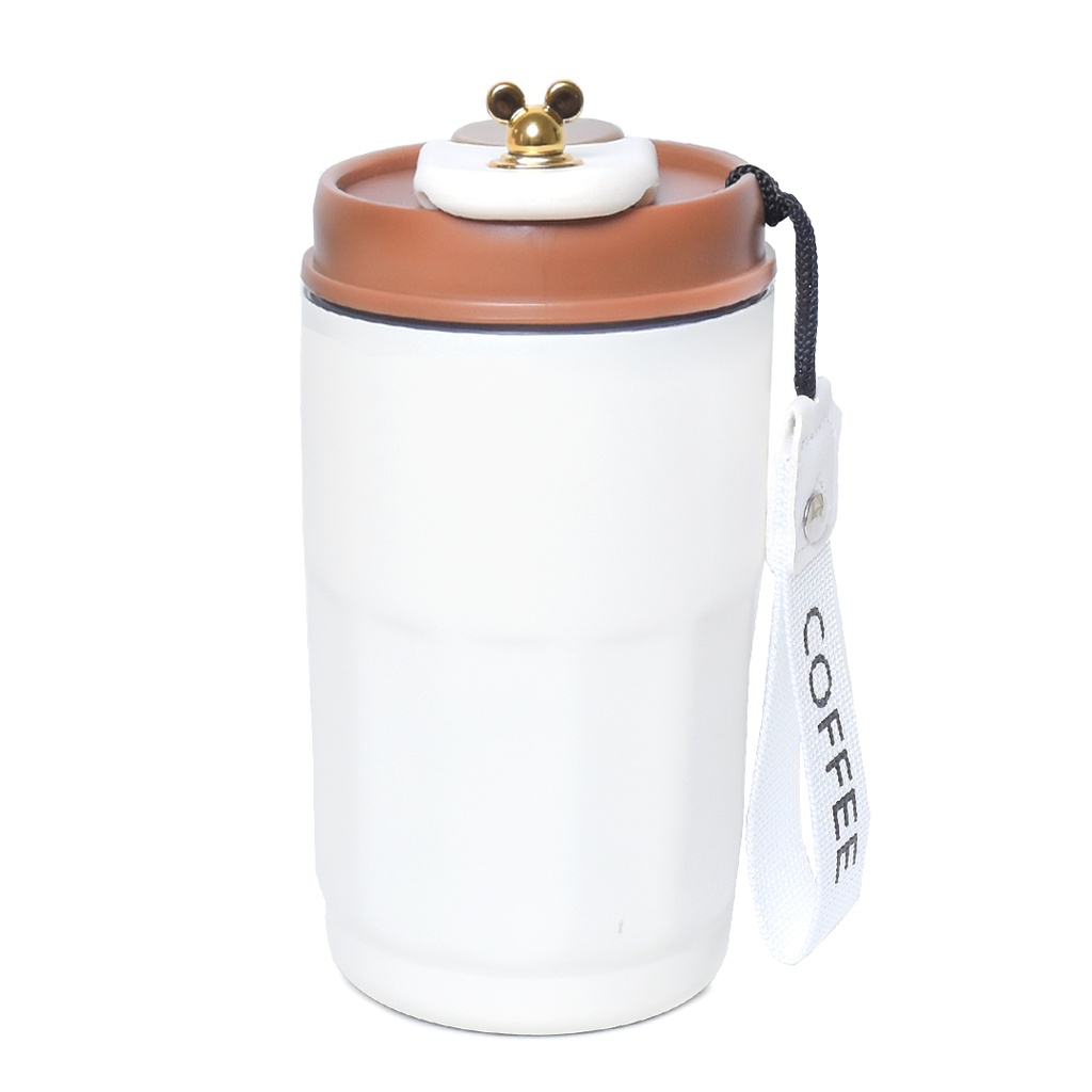 Mug Thermos en acier inoxydable 400ml - Couvercle Marron