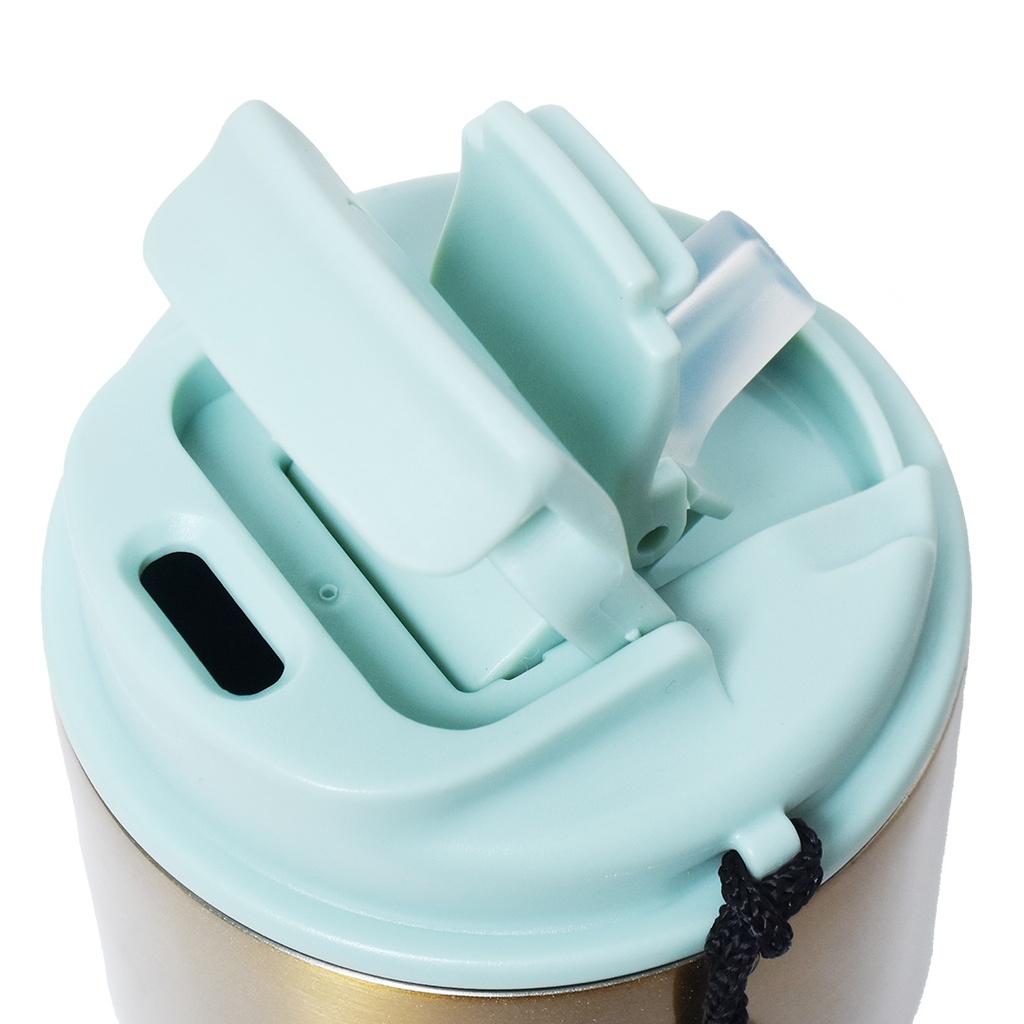 Mug Thermos avec paille en acier inoxydable 450ml - Vert