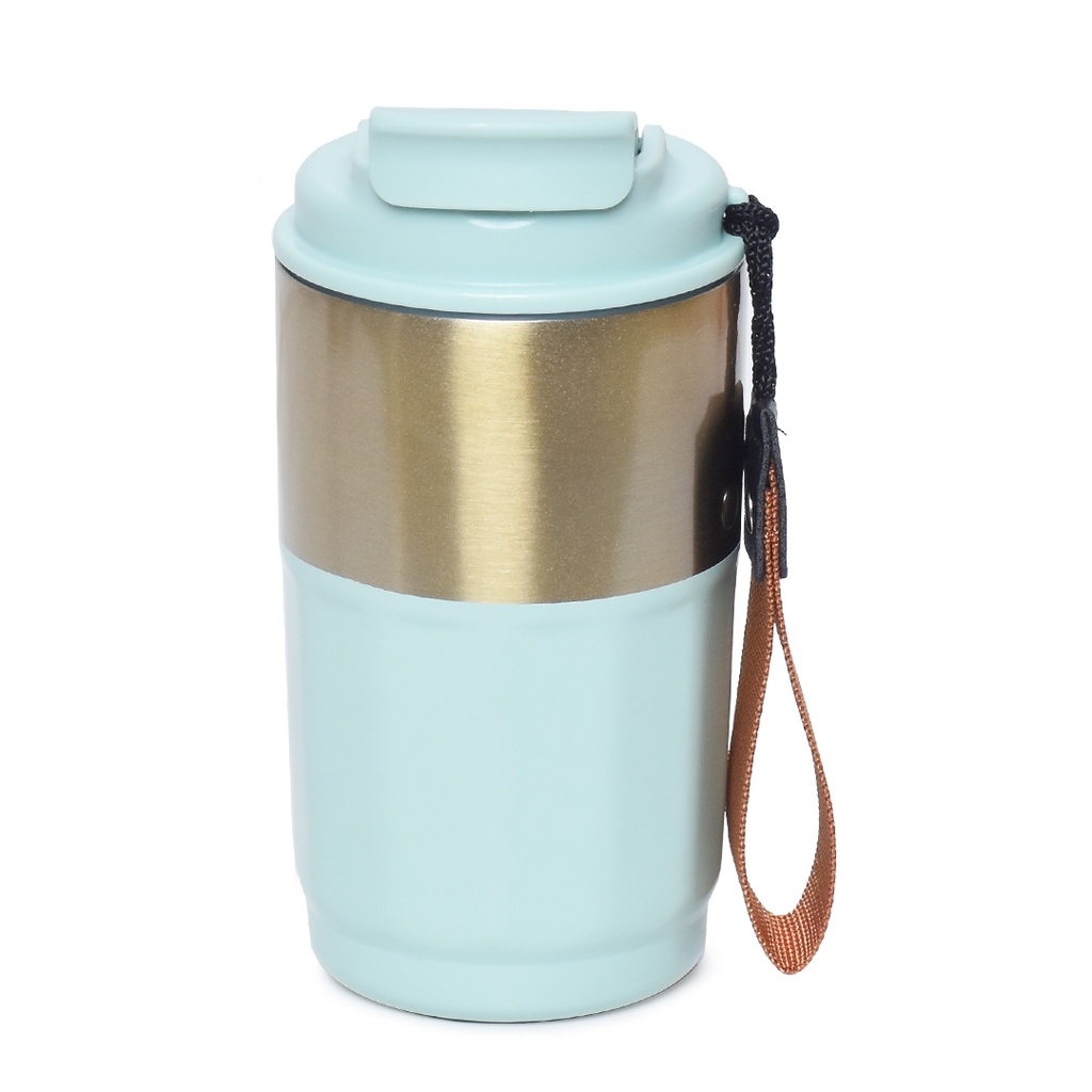 Mug Thermos avec paille en acier inoxydable 450ml - Vert