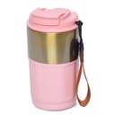 Mug Thermos avec paille en acier inoxydable 450ml - Rose