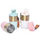 Mug Thermos avec paille en acier inoxydable 450ml - Beige