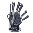 Ensemble 8 Pièces Couteaux Bàss avec Support Tournant - Manche Noir 
