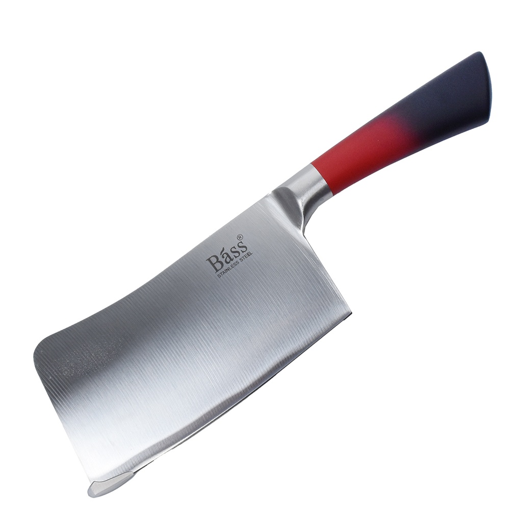 Ensemble 8 Pièces Couteaux Bàss avec Support Tournant - Manche Rouge/Noir 