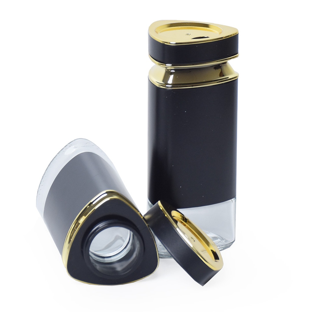 Set Portes Épices 6 Pièces En Verre Avec Support - Noir