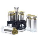 Set Portes Épices 6 Pièces En Verre Avec Support - Inox