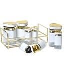 Set Portes Épices 8 Pièces En Verre Avec Support - Blanc