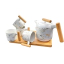 Service à Café Au Lait En Céramique Blanc Marbre Pour 4 Personnes - 7 Pièces