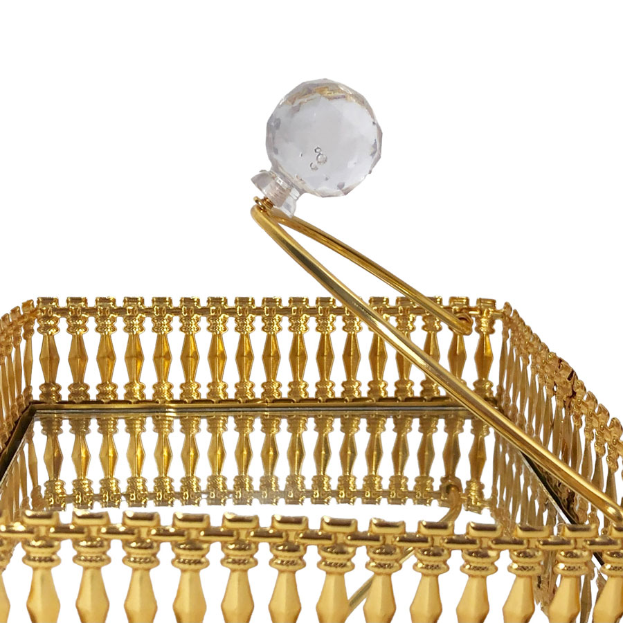 Porte Papier En Métal Avec Miroir 18 X 18 CM - Doré - Motif 1