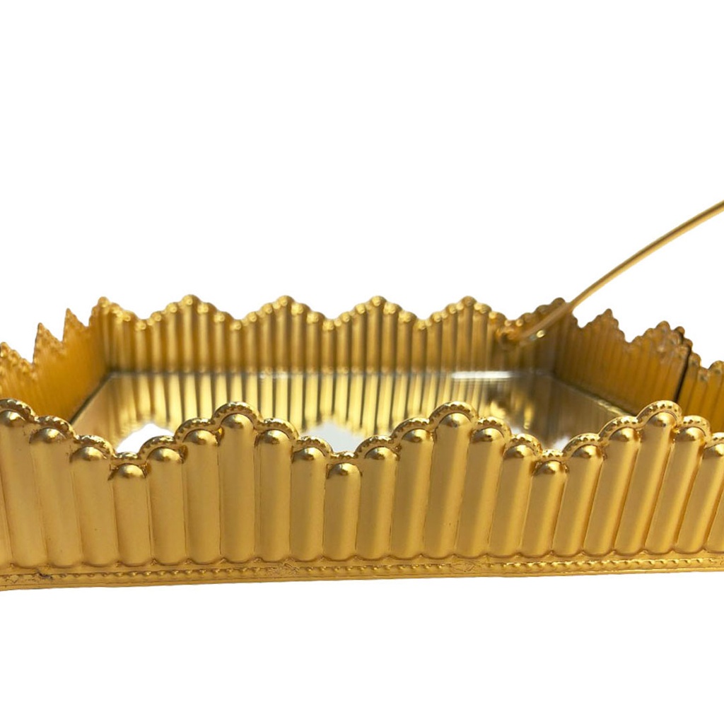 Porte Papier En Métal Avec Miroir 18 X 18 CM - Doré - Motif 3