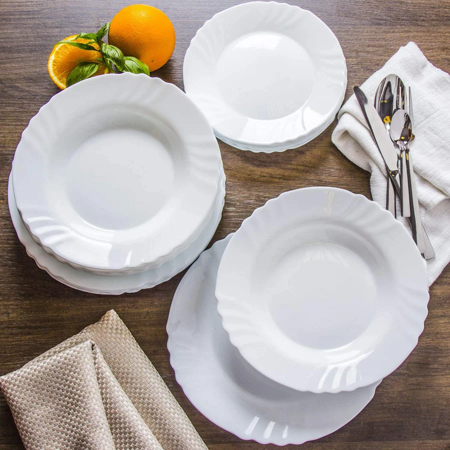 Lot De 6 Assiettes Plat Bormioli Rocco Ebro 25,5 Cm