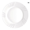 Lot De 6 Assiettes Plat Bormioli Rocco Ebro 25,5 Cm
