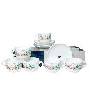 Coffret De 6 Verres à Café au lait Tasse et Sous Tasses - Rose Pompon - 22cl 