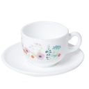 Coffret De 6 Verres à Café Tasse et Sous Tasses - Rose Pompon - 9 cl