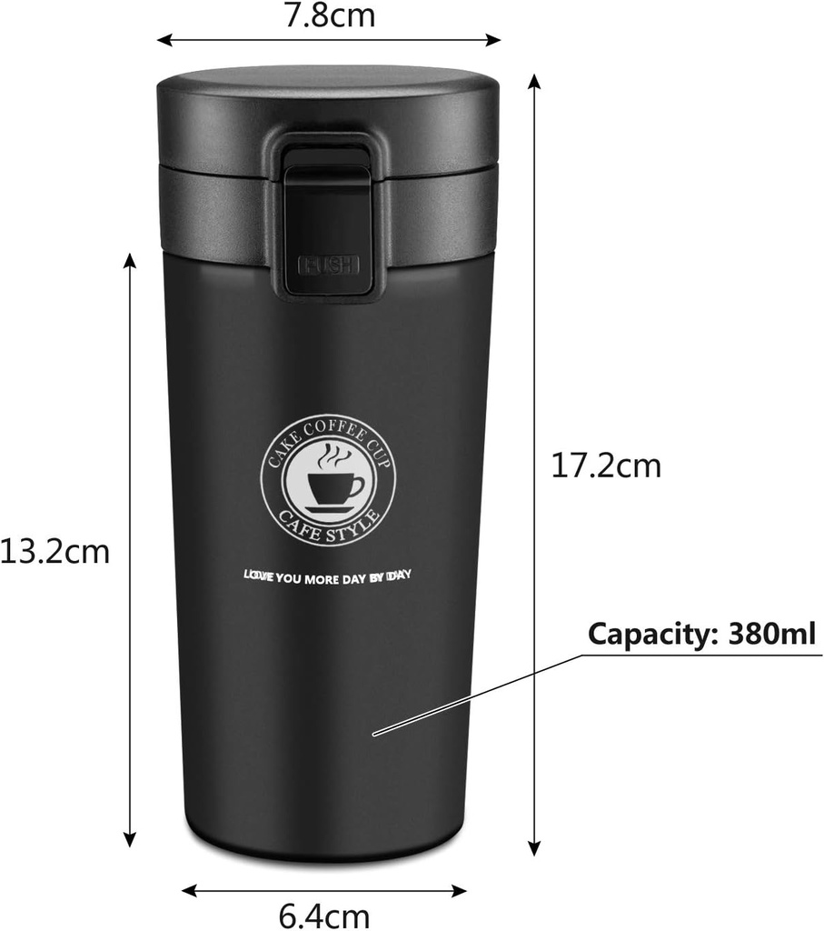 Mug Thermos à café 380ml Noir