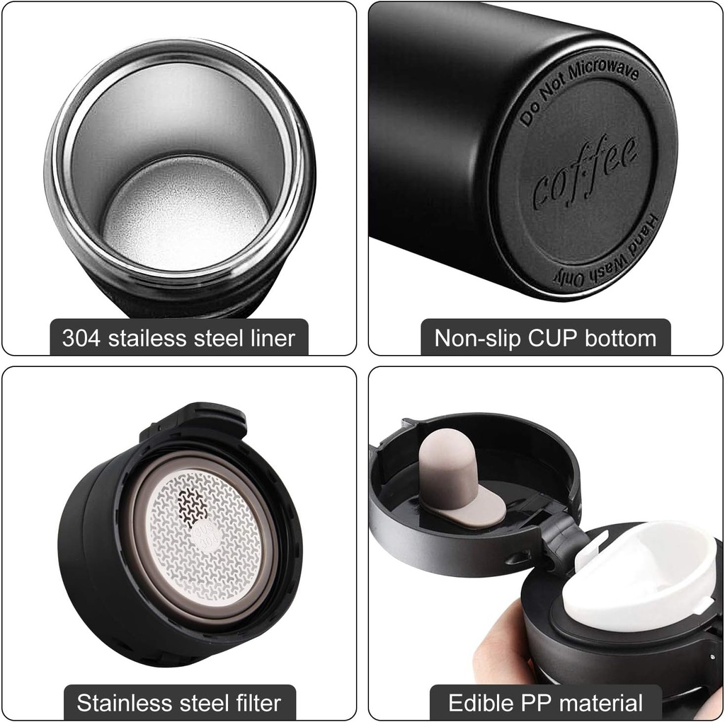 Mug Thermos à café 380ml Noir