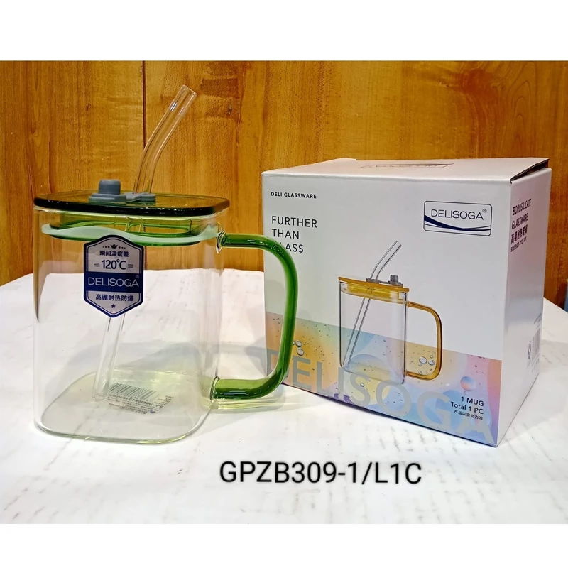 Mug Vert Deli Glassware avec paille