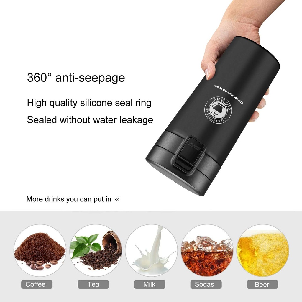 Mug Thermos à café 380ml Noir