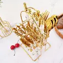 Coffret Ménagère 24 Pièces avec Support doré poignée en Marbre Blanc