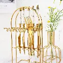 Coffret Ménagère 24 Pièces avec Support doré poignée en Marbre Blanc