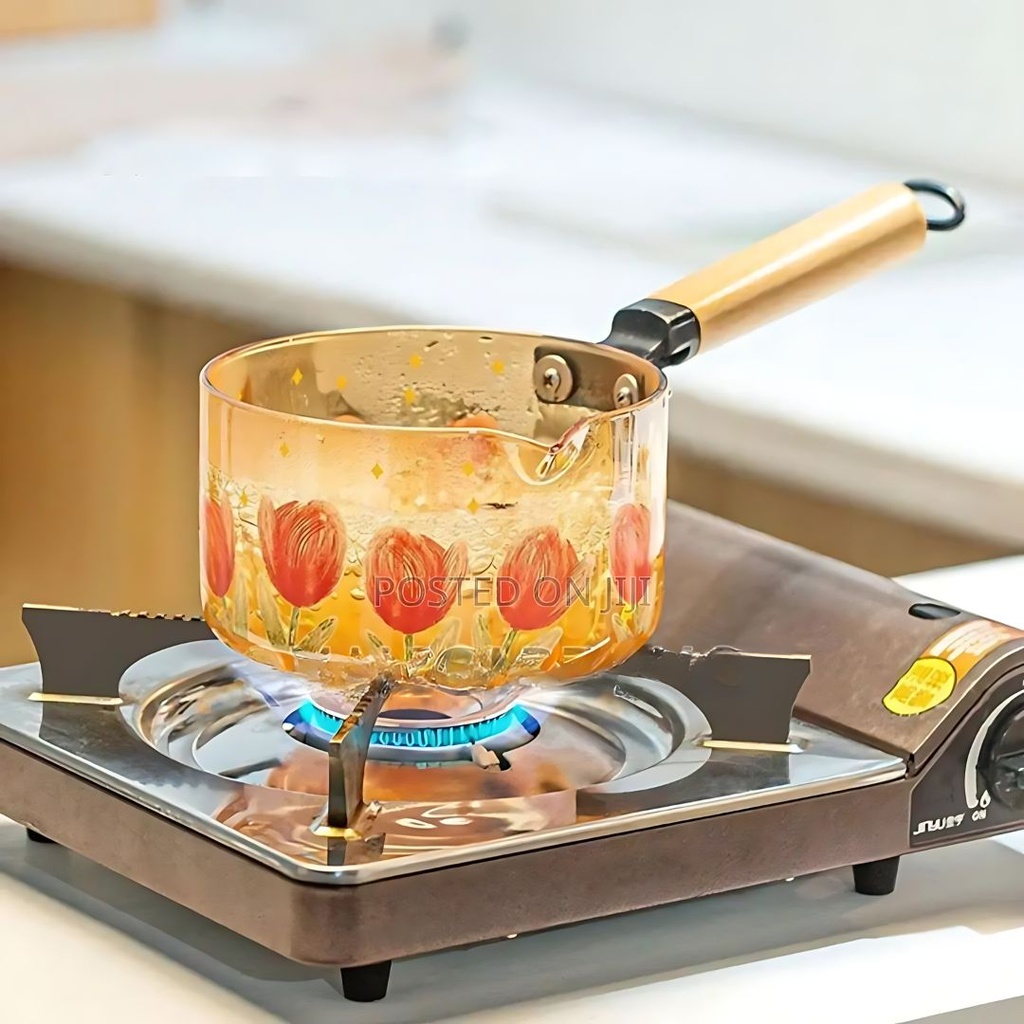 Casserole en Verre avec Couvercle Doré avec Fleur