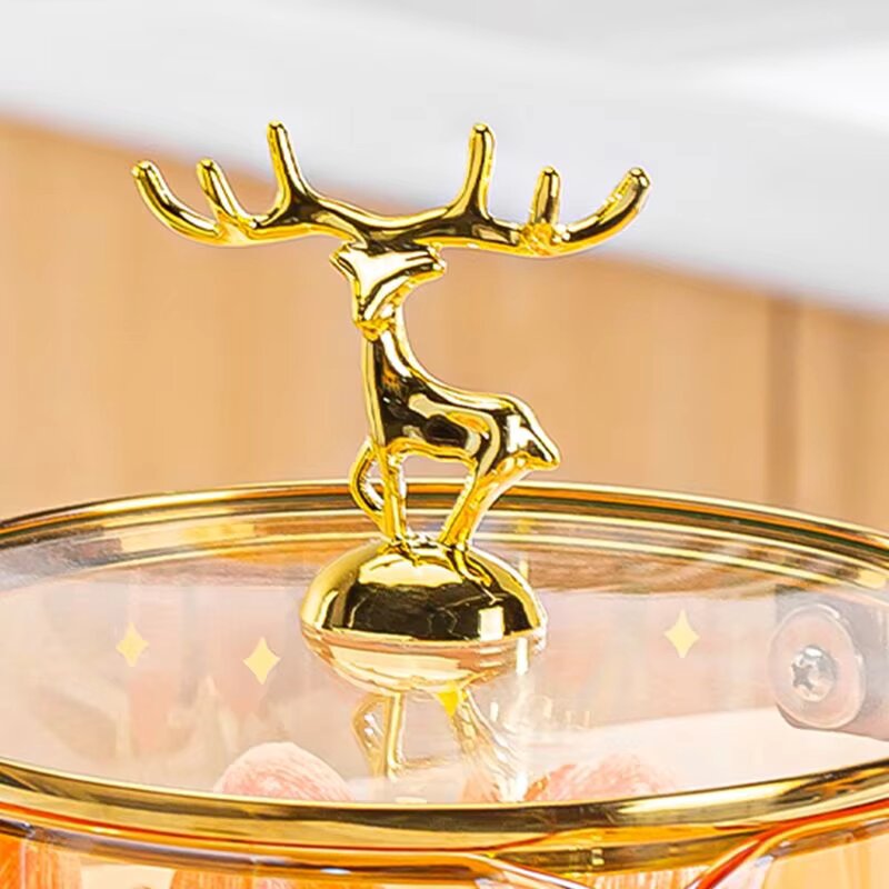 Casserole en Verre avec Couvercle Doré avec Fleur