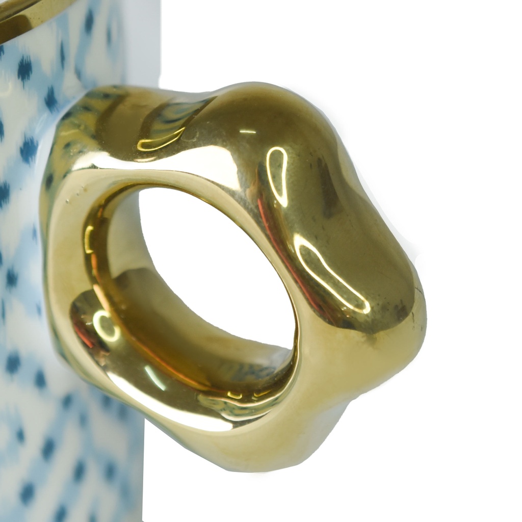 Mug en céramique Bleu avec Poignée Doré 