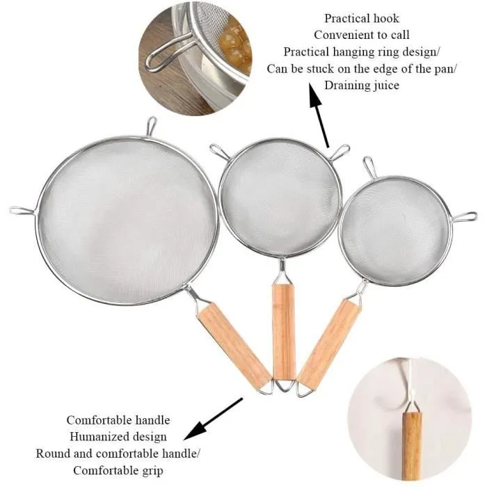 Lot de 3 Passoires 34,5/30/26,5Cm