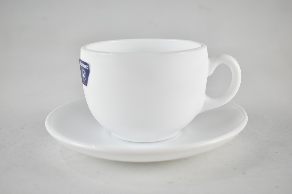 Coffret De 6 Verres à Café au lait Blanc Tasse et Sous Tasses - 22cl