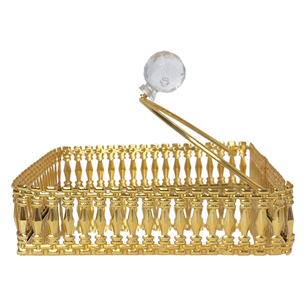 Porte Papier En Métal Avec Miroir 18 X 18 CM - Doré - Motif 1