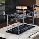 Égouttoir À Vaisselle Portable À Deux Niveaux Gris Avec Plateaux -50 cm- ZENSAN