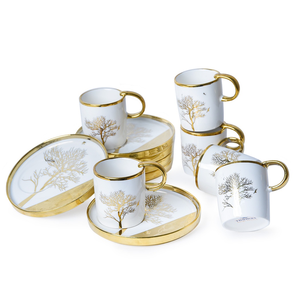 Service a Café Porcelaine 13 pièces Motif Arbre