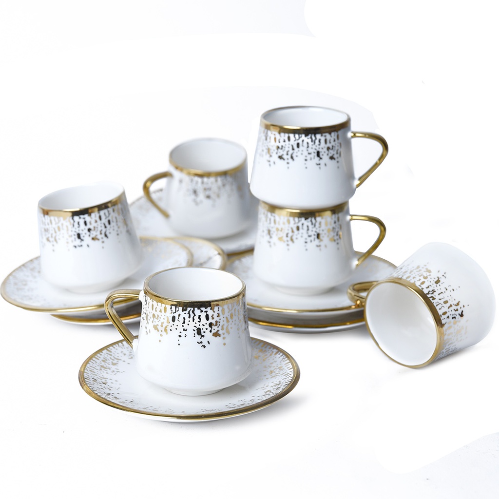 Service a Café Porcelaine 16 pièces avec Plateau en Bois Bambeau 